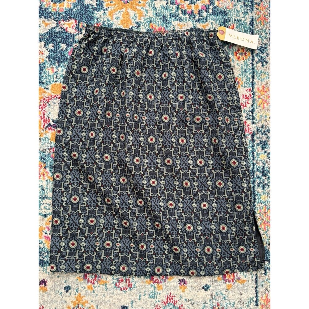 NEW Vintage Y2K Merona Silk Skirt Size 12 Geometric Scroll Art to Wear‎ Boho